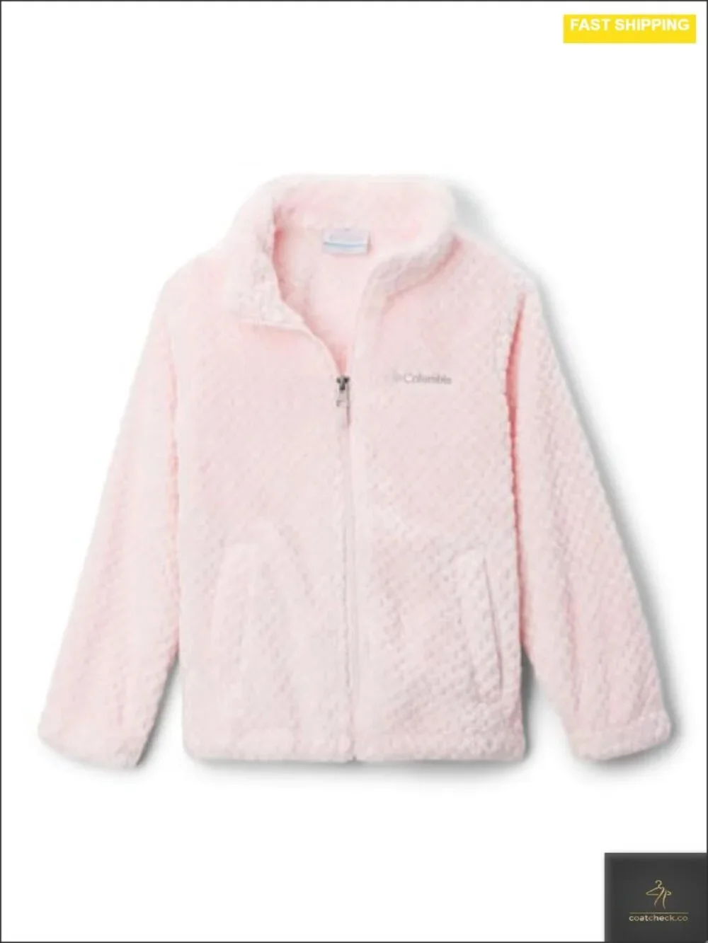 Kids Sherpa Full Zip Fleece Jacket with High Collar and Pockets